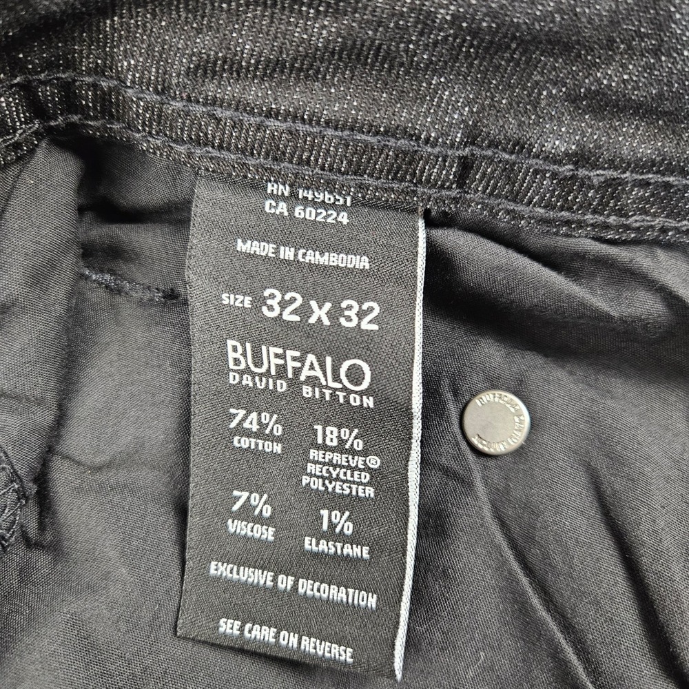 Buffalo David Bitton Jackson Straight Stretch Jeans Mens 32x32 Faded Black Denim - Picture 8 of 11